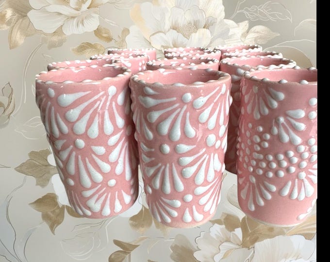 Shot glasses talavera in pink with white