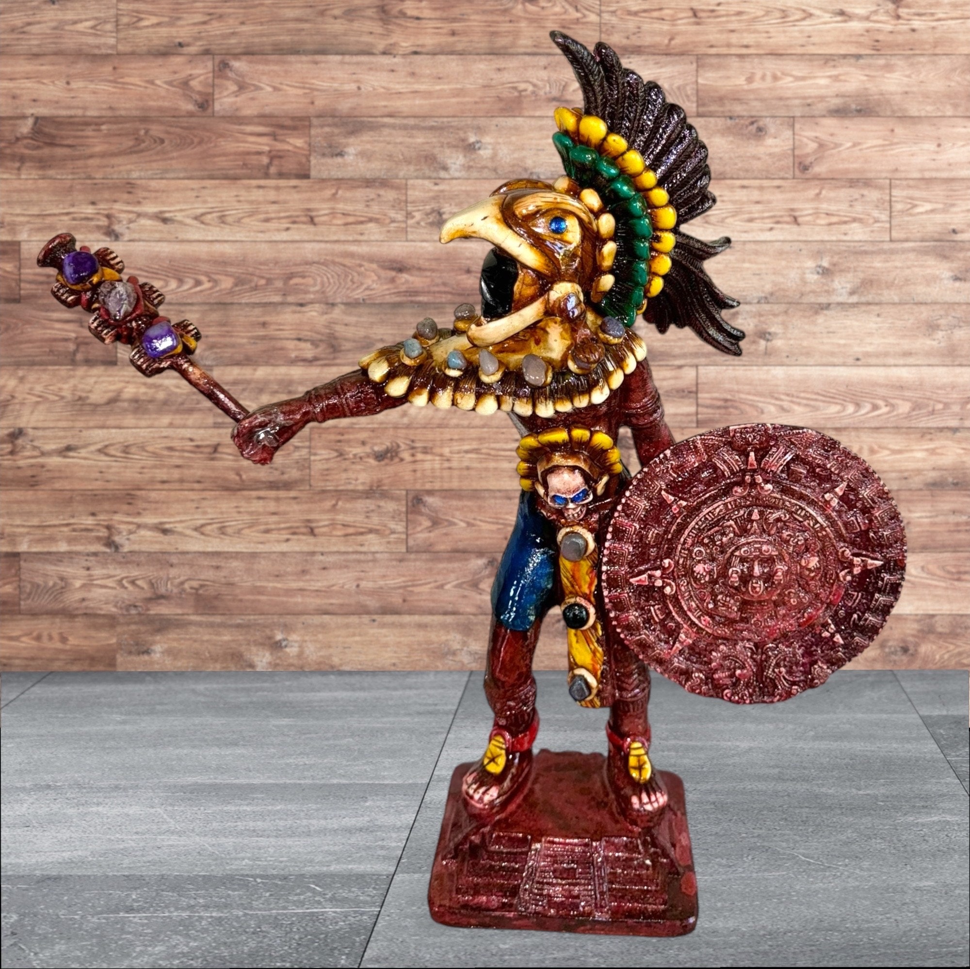 天然石を使用した手作りのアステカ鷲戦士像 - Etsy 日本