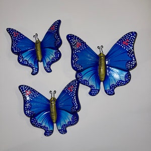 Handmade Talavera Ceramic Butterfly Wall Decor - Set of 3