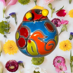 Talavera Ladybug Set: Small Mexican Garden Art, Set of 2