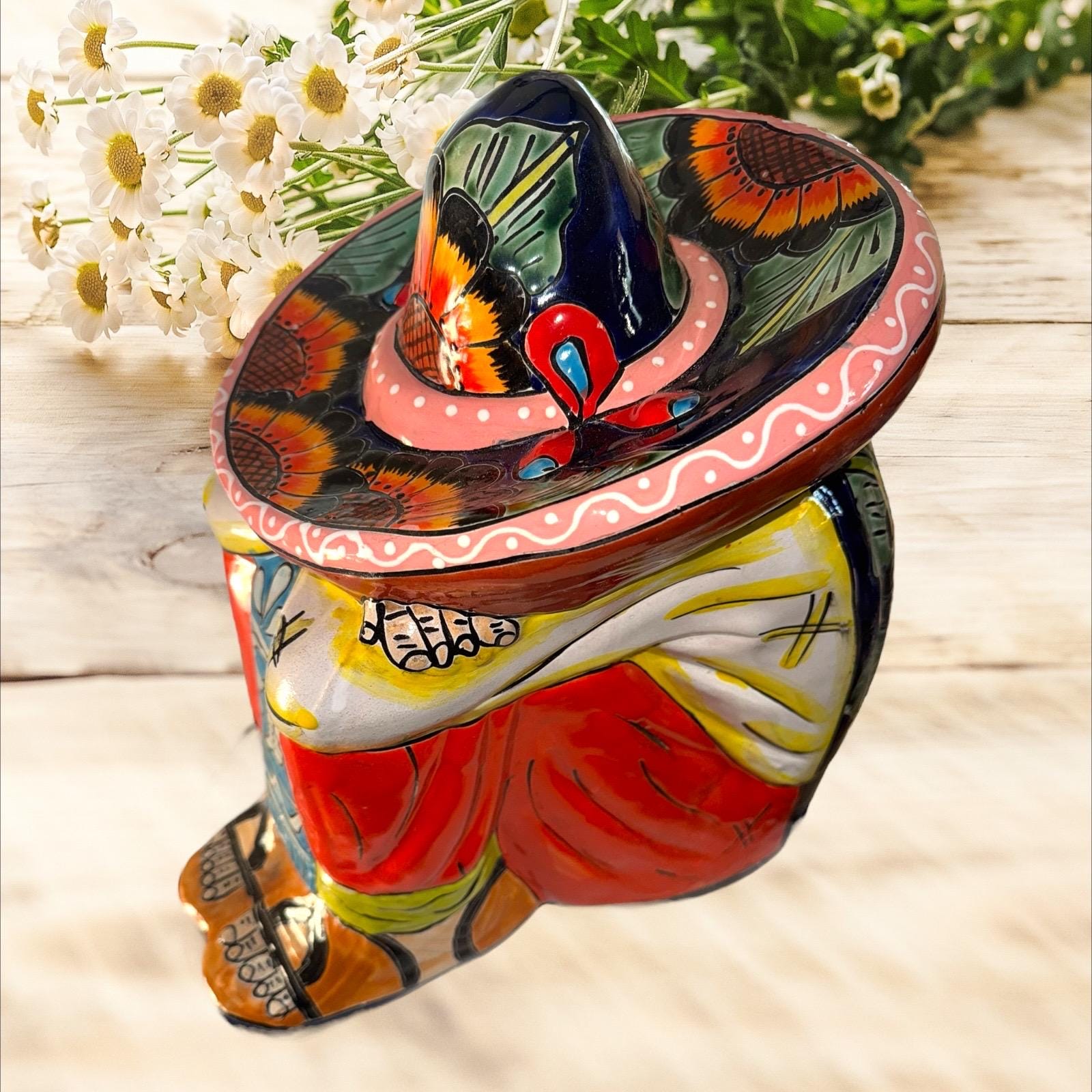 Panchito Statue Talavera Sleeping Mexican Man Extra Lager