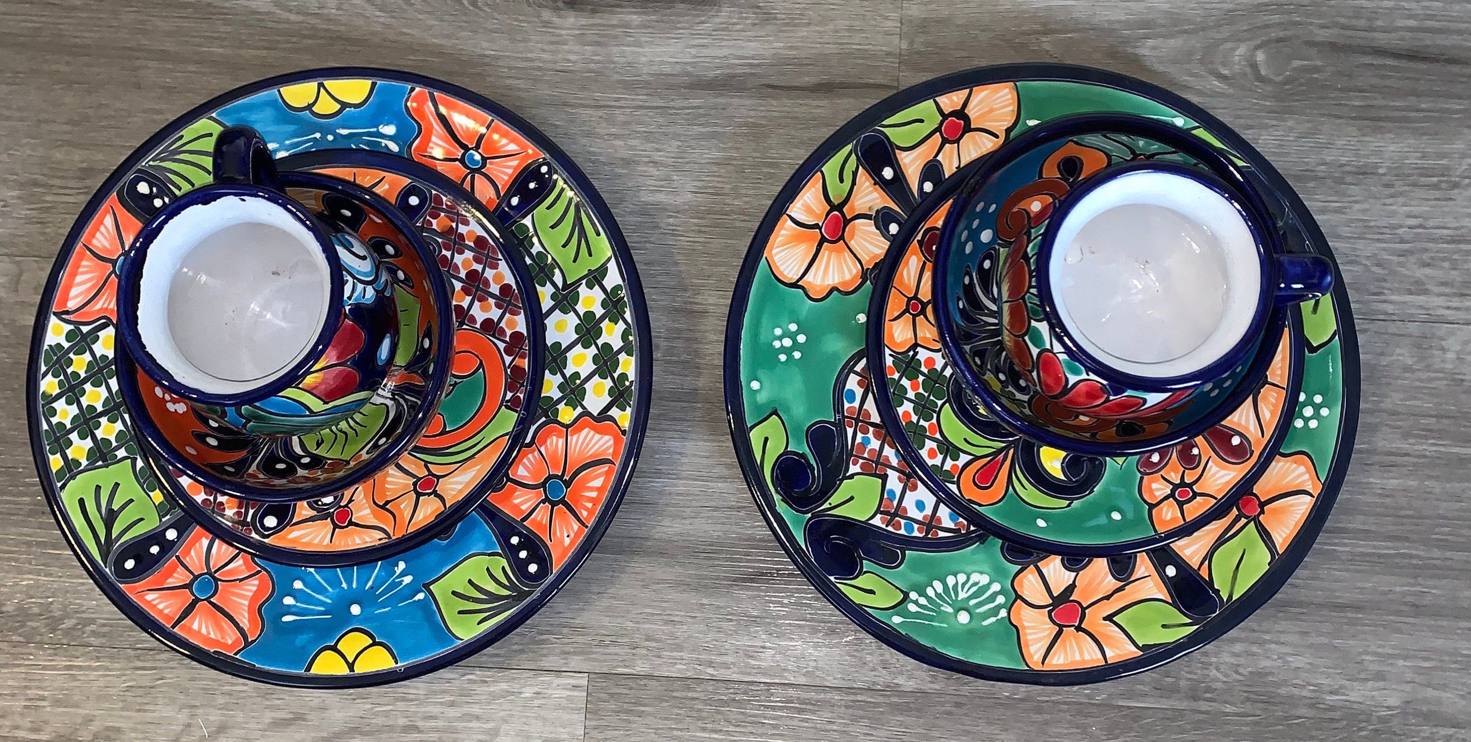 8 Piece Mexican Talavera Dinnerware Set. Seating for 2 Vibrant Etsy