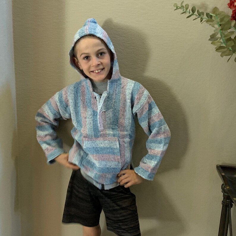 Kids or Teens Mexican Baja Hoodie Pullover Sweater striped Etsy