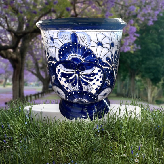 Talavera Planter Extra Large Blue and Whitei 17.5 X 15 - Etsy