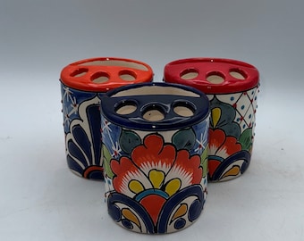 Toothbrush and toothpaste holder Talavera 3 toothbrushes beautiful, elegant