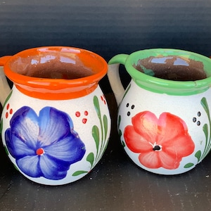 Jarrito mugs Mexican Handcrafted Clay Pottery coffee mugs clay Pottery set of Mexican a large cup of tea or coffee hot coco image 4