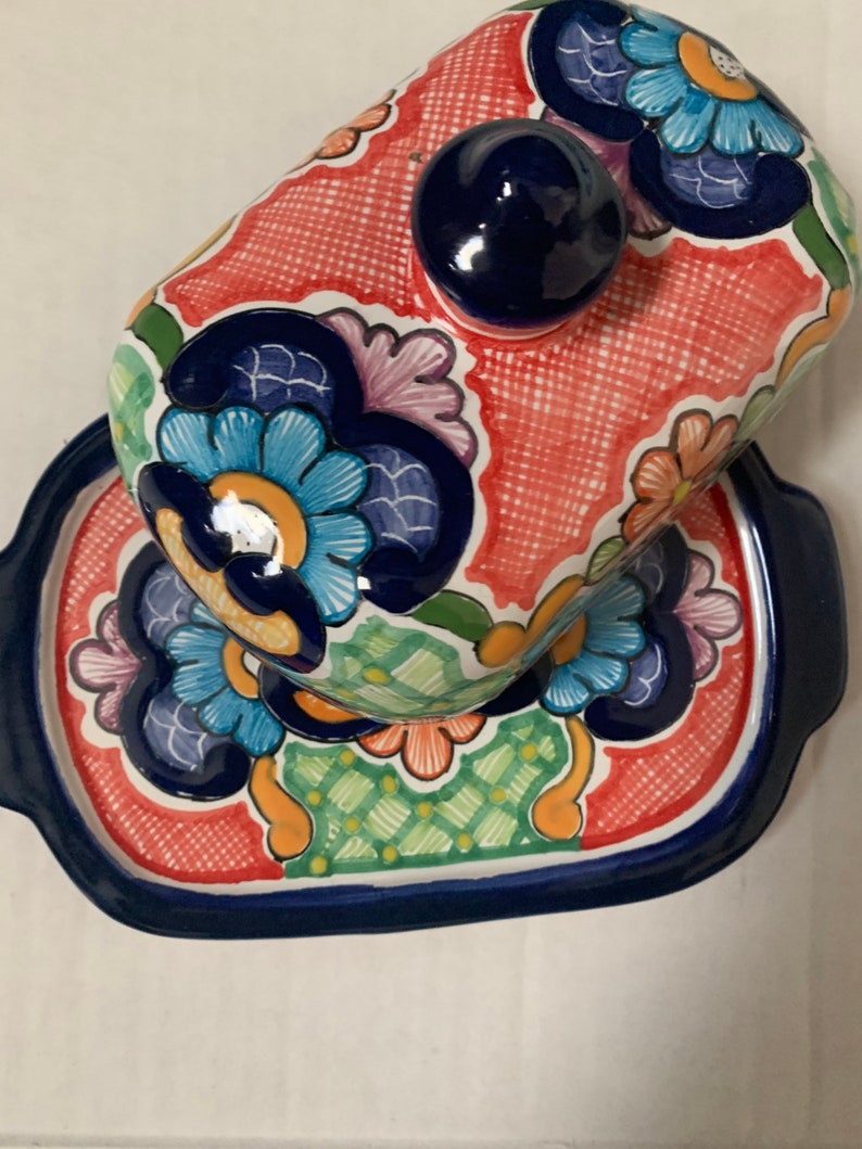 Puebla Mexica Extra Wide Butter Dish Handmade by Artist Avte Etsy
