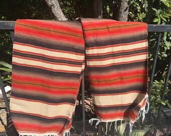 Serape Blanket Desert Chic Brown, Taupe, and Orange Mexican