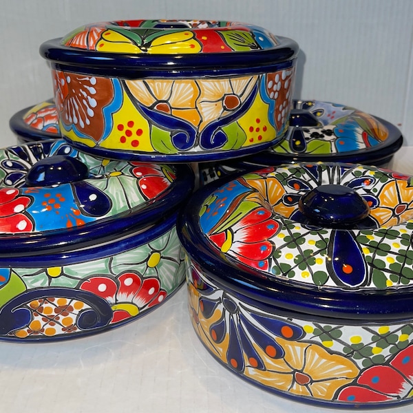 Tortilla holder Cobalt Blue Talavera Tortilla warmer, pita, pancake warmer,  Entertaining, Mexican Food Serving Plate,