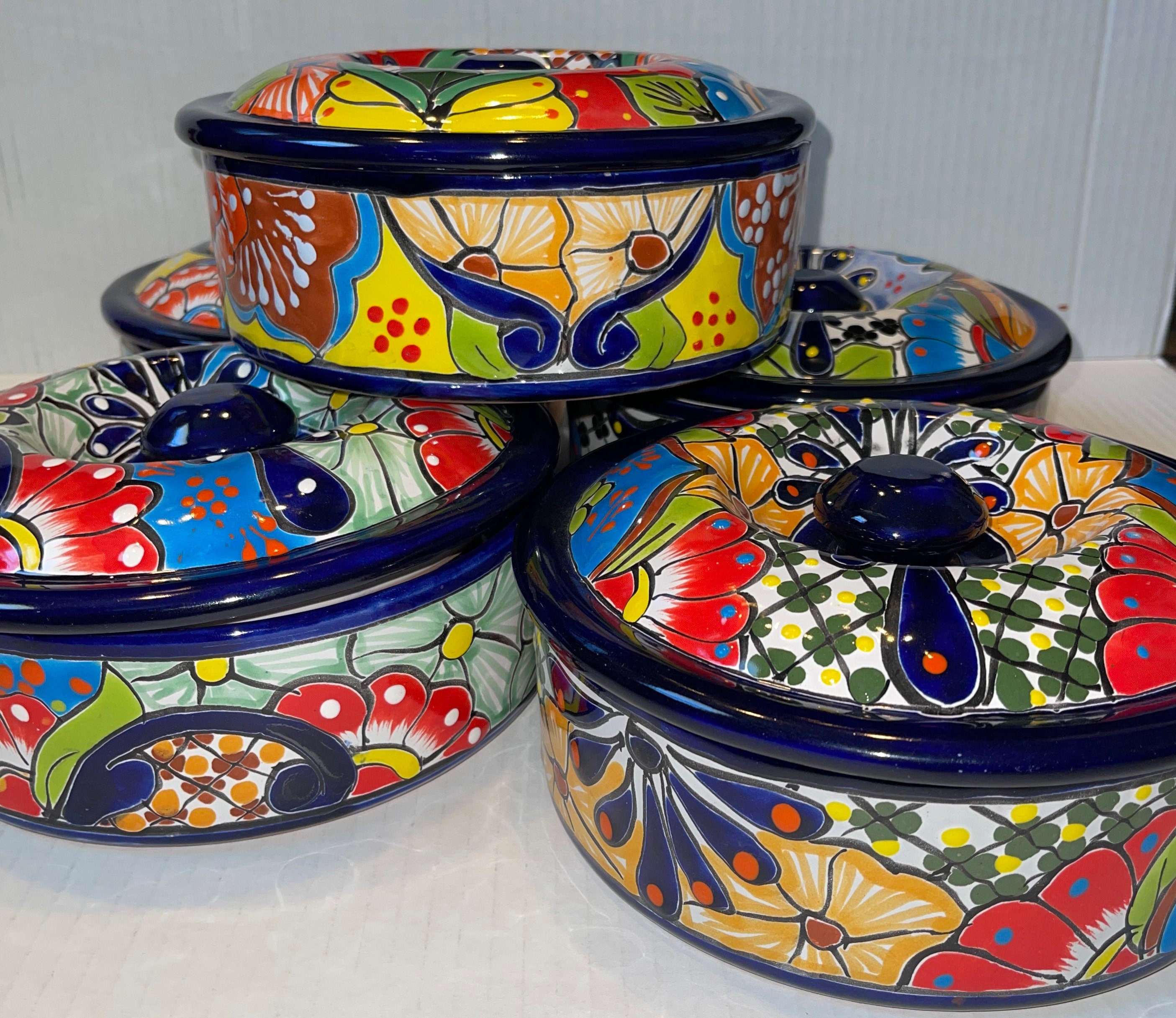 Tortilla holder Cobalt Blue Talavera Tortilla warmer, pita, pancake warmer,  Entertaining, Mexican Food Serving Plate,