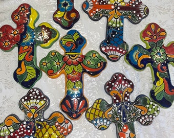 Cross Talavera beautiful colors unque hand painted multicolored ceramic cross so unique and colorful