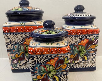 Vintage Set 3 Tagus Portugal Copper Canisters-Tin Lined with White 