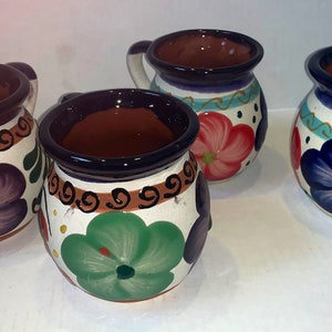 Jarrito mugs Mexican Handcrafted Clay Pottery coffee mugs clay Pottery set of Mexican a large cup of tea or coffee hot coco image 8