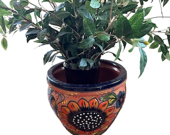 Handbemalte Talavera Blumentopf: Mexikanische Volkskunst Pflanztopf