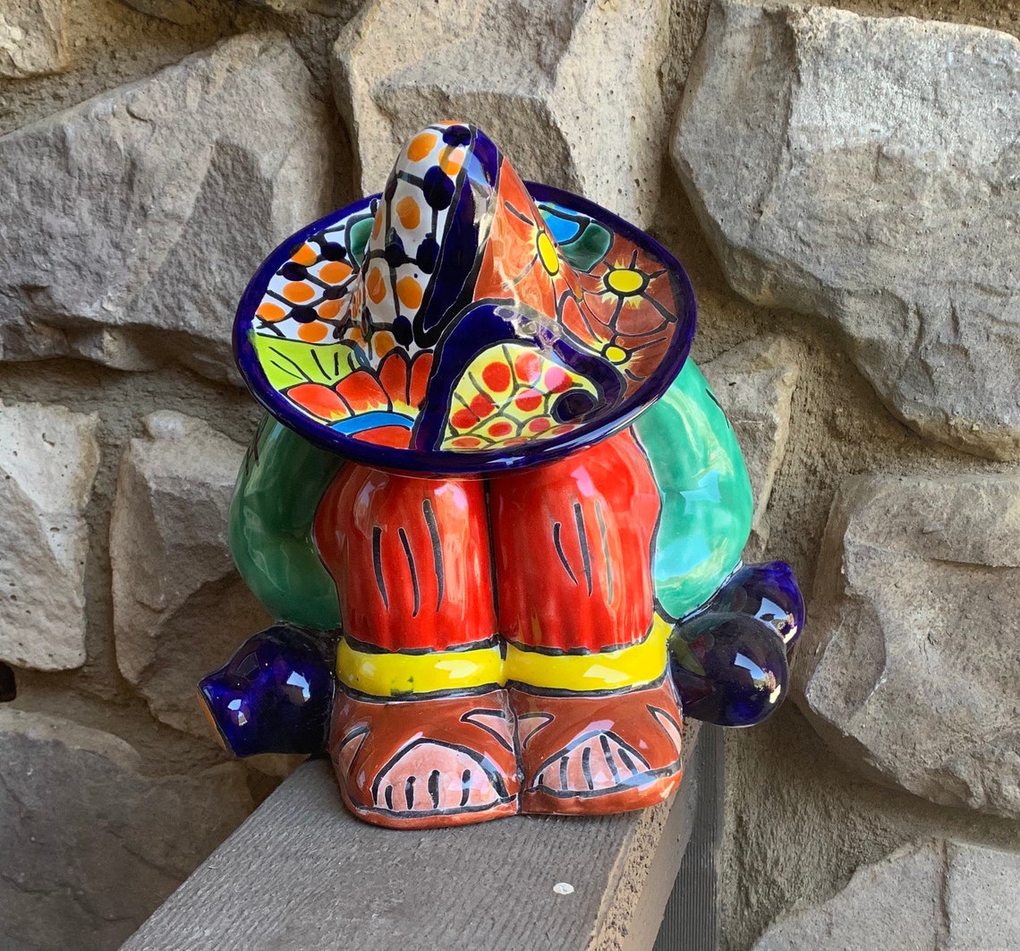 Panchito floral Statue Mexican sleeping man with multicolored Etsy