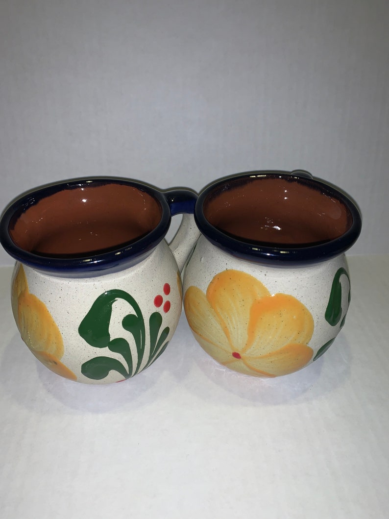 Jarrito mugs Mexican Handcrafted Clay Pottery coffee mugs clay Pottery set of Mexican a large cup of tea or coffee hot coco image 6