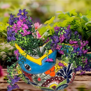 Planter Big Fish Talavera variety of  multicolored 18”x 11” extra large
