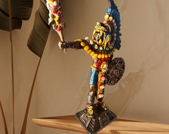 Rare Aztec Jaguare Warriors statue with stone handmade stunning beautiful stones