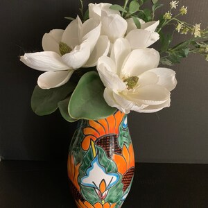 Vase Talavera large with cobalt blue sunflower and lilies Alcatraz  large