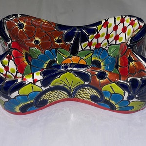 Dog Bowl Rare Talavera bone shape beautiful Medium 9”x4”
