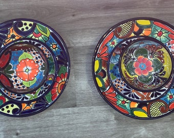 Dinnerware talavera seating for 2 pieces 8 Mexican  Vibrant Dishes with Floral Patterns, Lead Free, Heat Safe