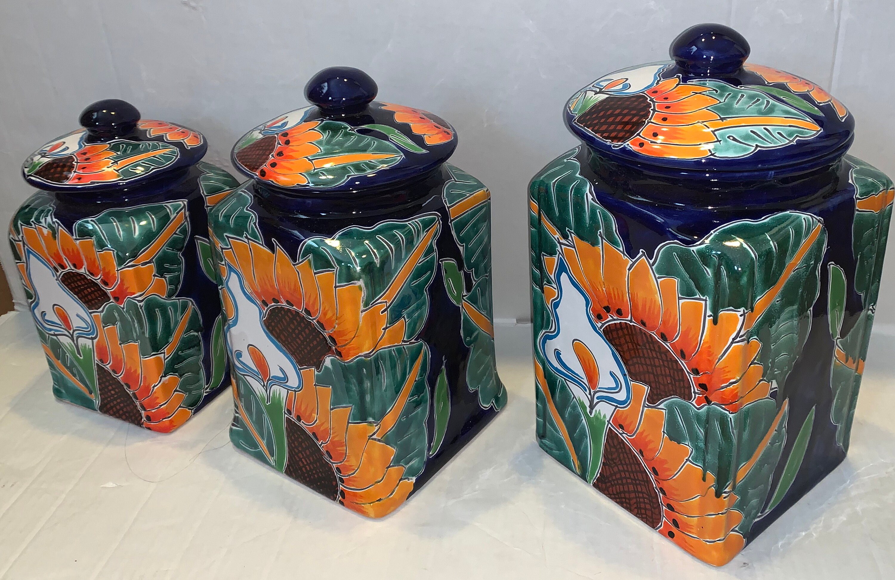 Conjunto de botes de 3 grandes azul cobalto Altcratrz naranja | Etsy