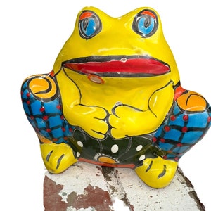 Frogs Rana Talavera small planter multicolored with flowers image 5