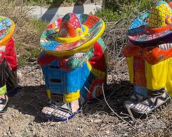 Talavera Panchito Statue: Sleeping Mexican Man Pottery