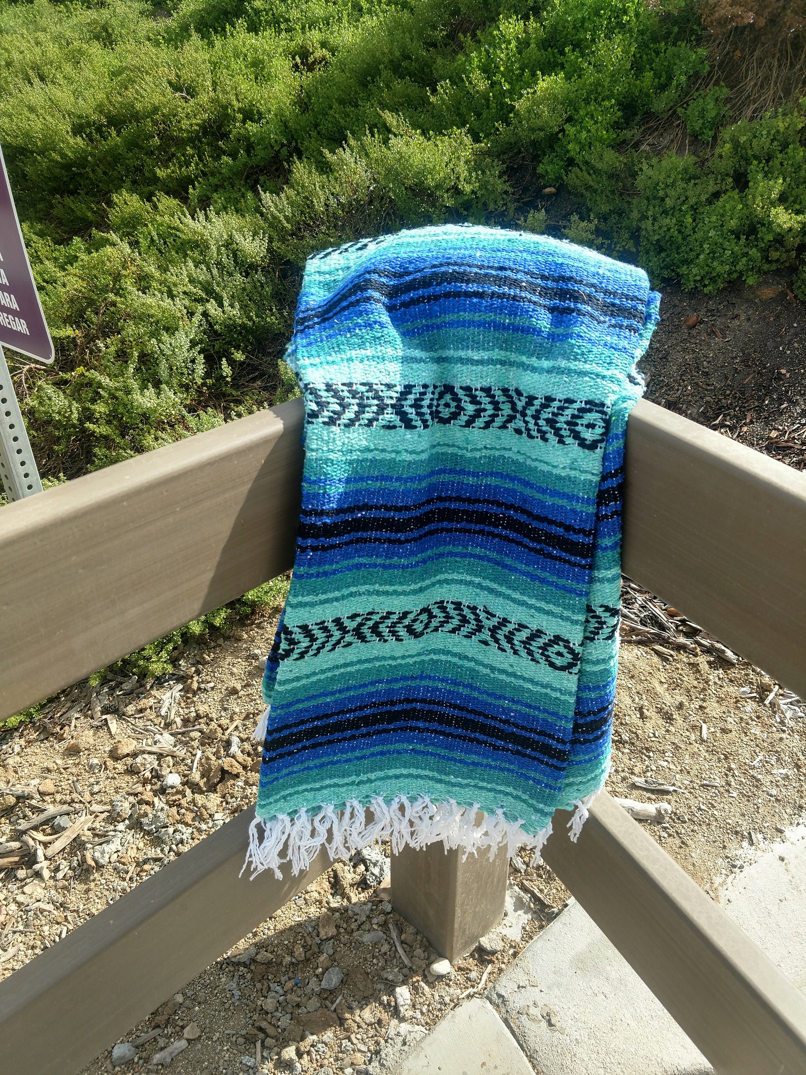Handmade Mexican Blanket Falsa Turquoise Blue and mint green Etsy