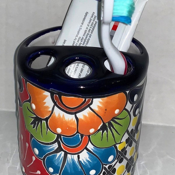 Toothbrush and toothpaste holder Talavera 4 toothbrushes beautiful elegant