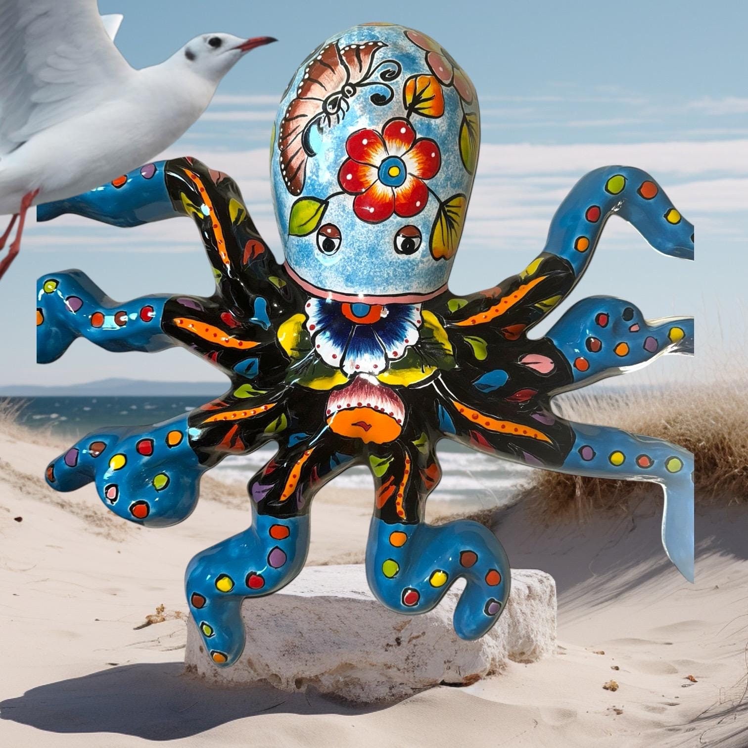 Octopus Talavera Blue Turquoise Multicolor Wall Hanging - Etsy