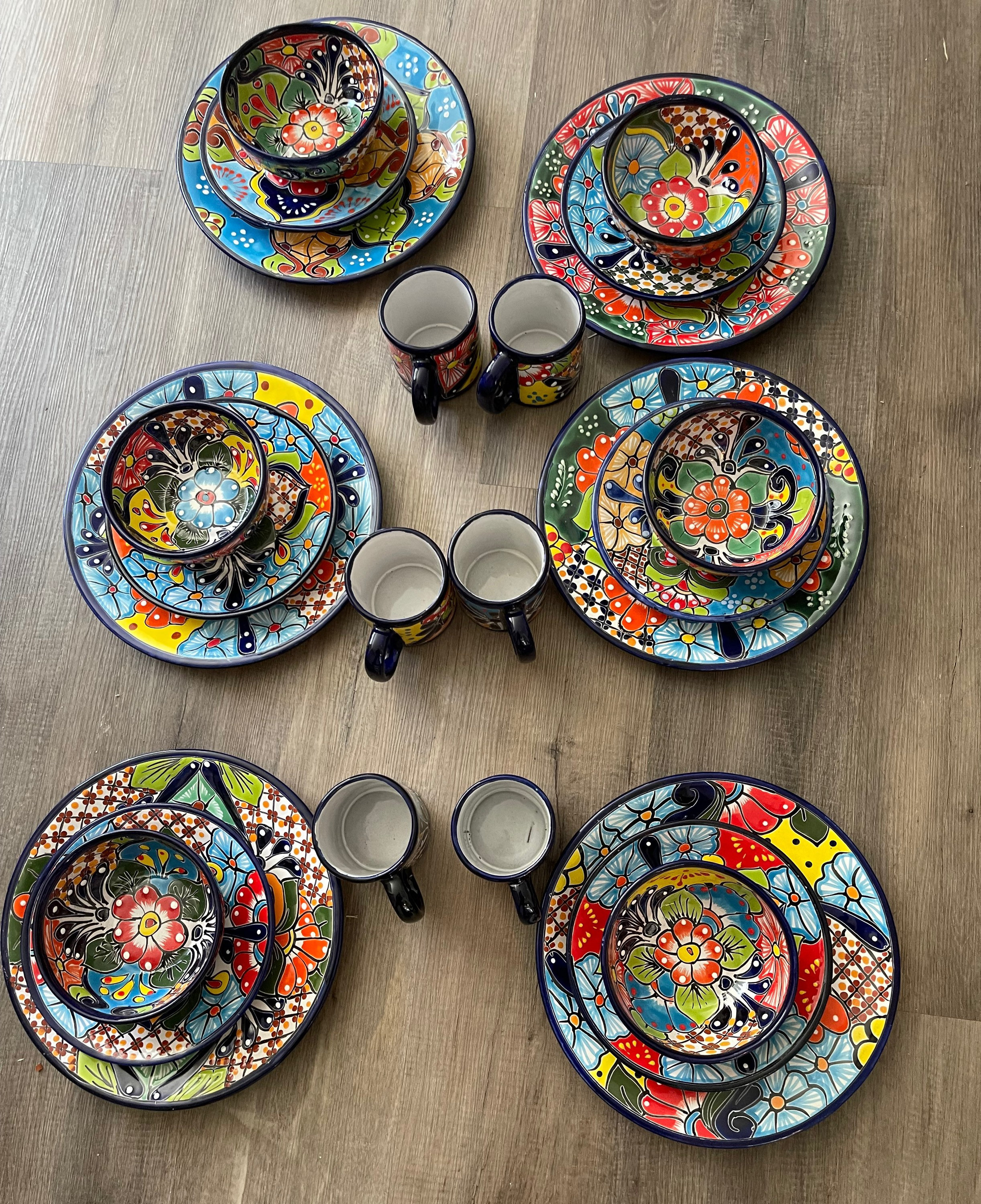 Talavera Dinnerware 35 Piece Mexican Set seating for 8 Vibrant Dishes With Floral Patterns Lead Free Heat Safe Etsy Canada