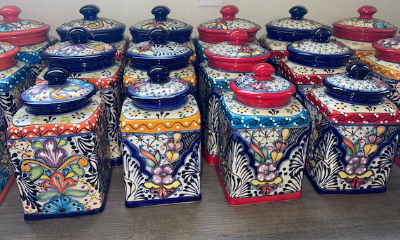 Canister Set Talavera , Multicolored Floral Design, 3 Piece  display picture 1