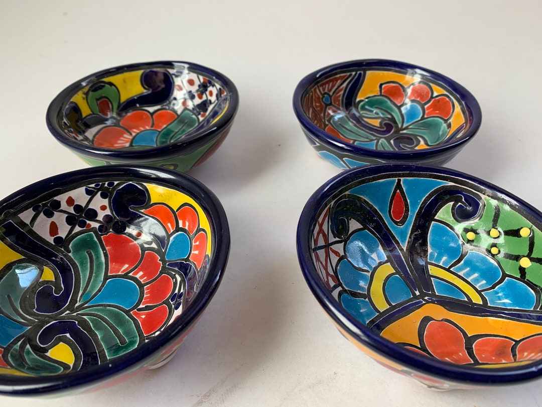 Salsa Bowls Talavera Set of 2 ,4 or 6 Beautiful Mexican Folk Art Handmade , Great Condiment Bowl