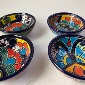 Talavera Set of 1 Salsa Bowls Small 4" Diameter  Depth 1.5"  Mexican Folk Art 