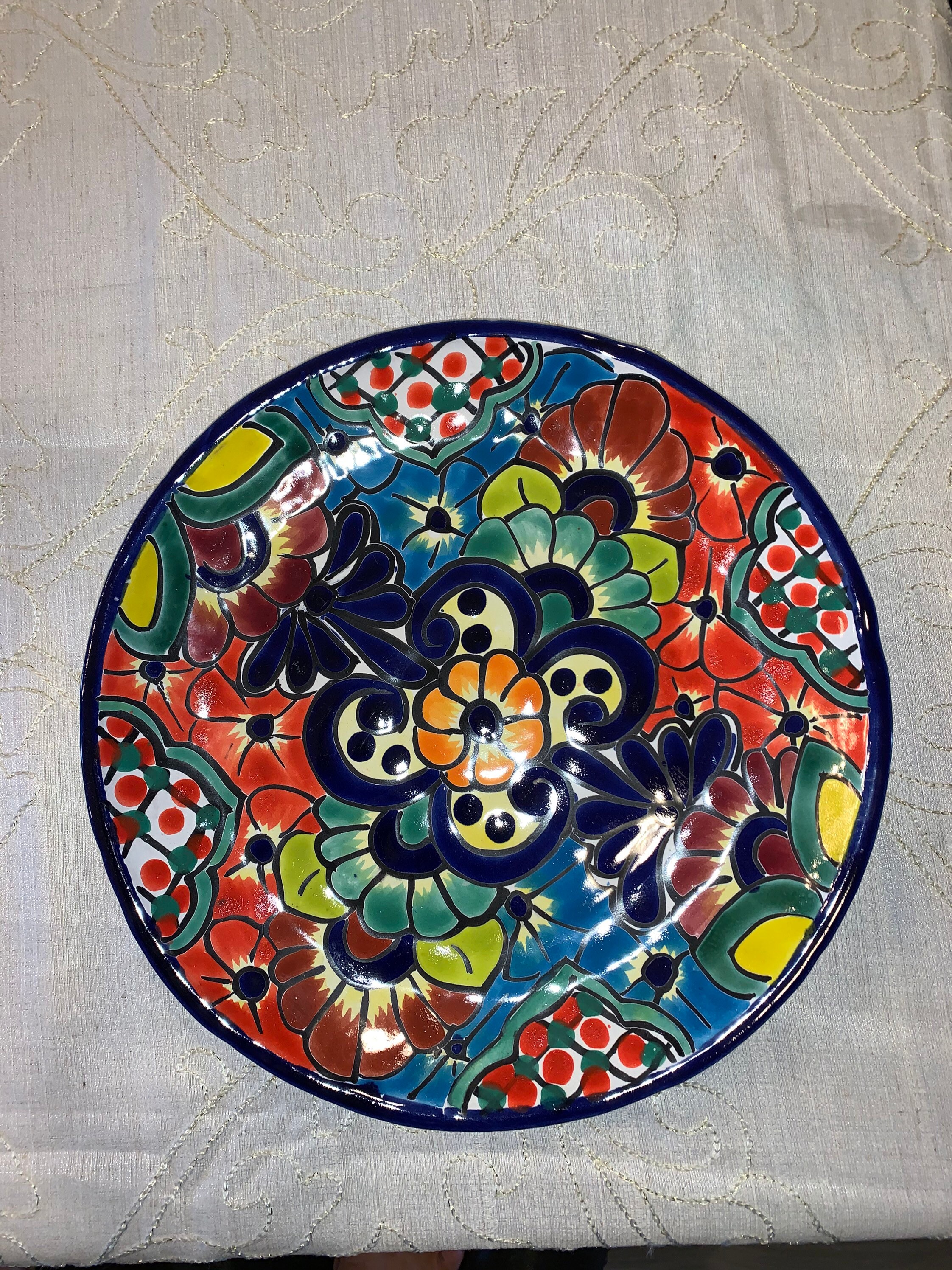 Talavera Ceramic Dessert Plates from Mexico Pair 'Raining Flowers' -  Smithsonian Folklife Festival Marketplace