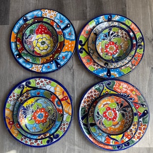 Set di stoviglie Talavera fatte a mano: ceramica messicana floreale, servizio per 4 persone