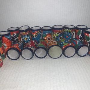 Keramische talavera Borrelglaasjes Tequila bestellen 2, 4 of 6 stuks Set Mexicaans borrelglas 2 oz Veelkleurige geweldige cadeauset