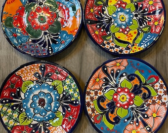 Plates set of 4 -8” Talaverabeautiful hand painted unique design