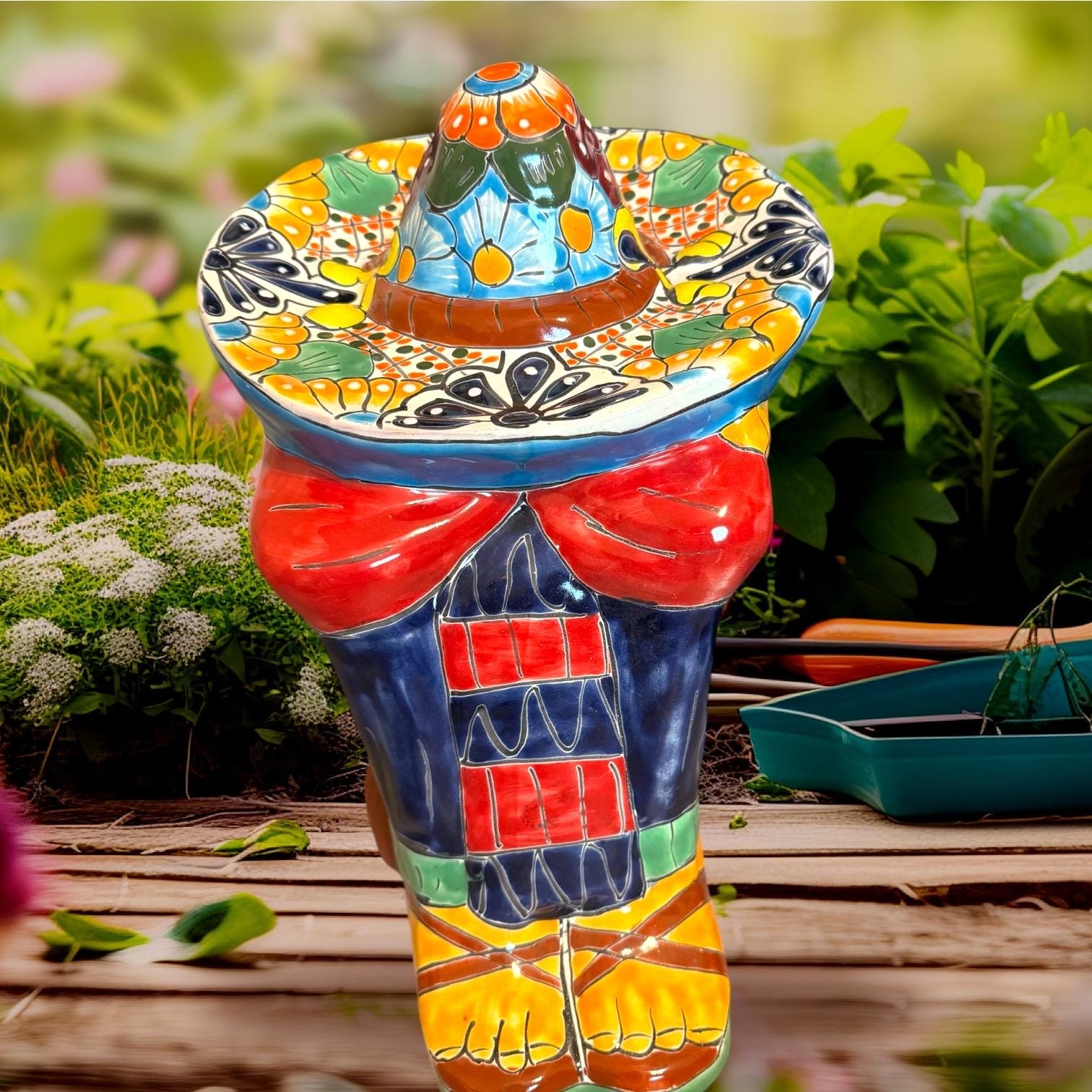 Panchito Statue Talavera Sleeping Mexican Man Extra Lager Made 16