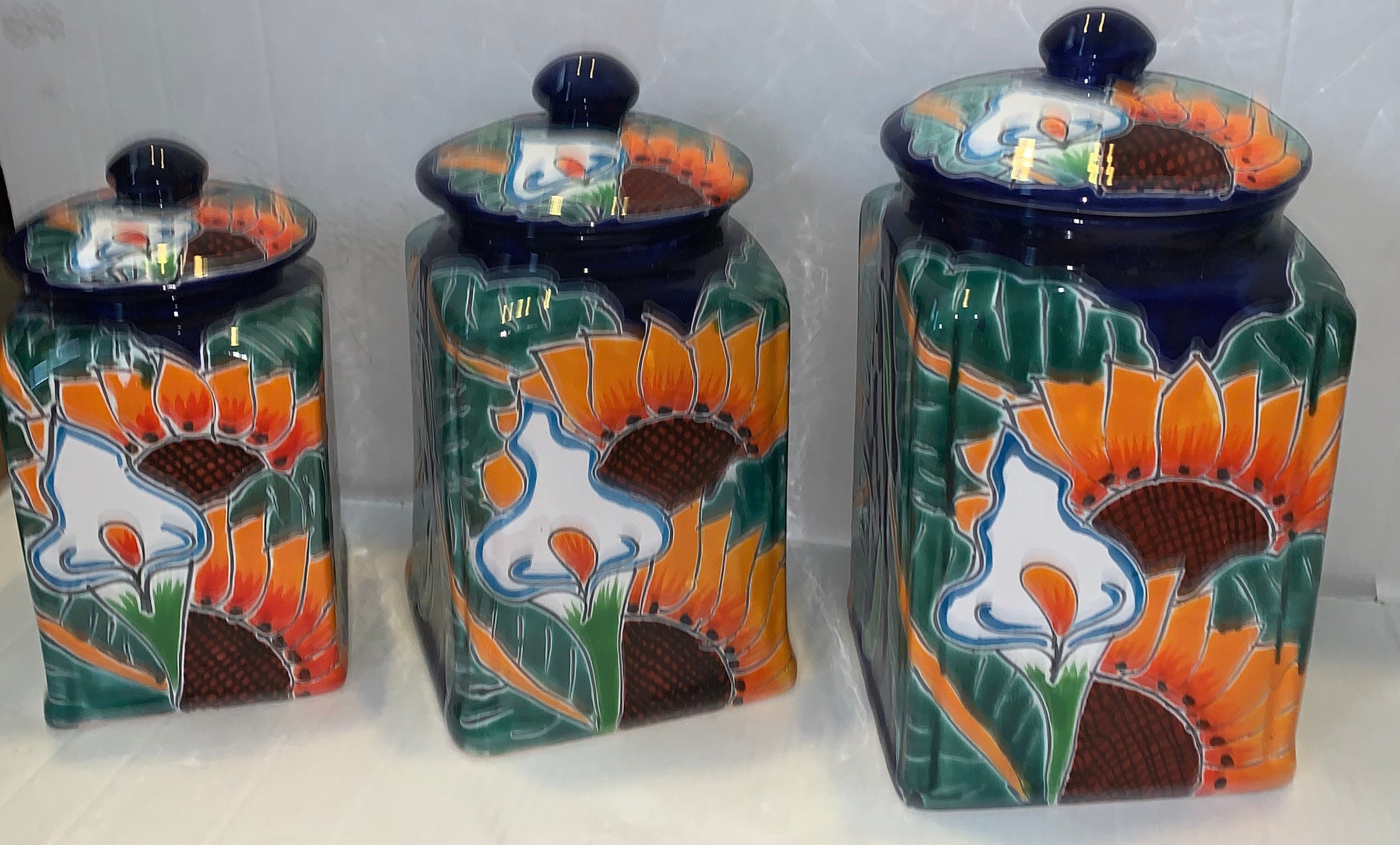 Conjunto de botes de 3 grandes azul cobalto Altcratrz naranja | Etsy