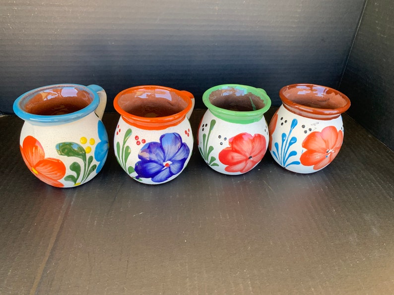 Jarrito mugs Mexican Handcrafted Clay Pottery coffee mugs clay Pottery set of Mexican a large cup of tea or coffee hot coco image 1