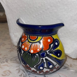Portatovaglioli Talavera Mug in ceramica blu cobalto multicolore bellissimo dipinto a mano