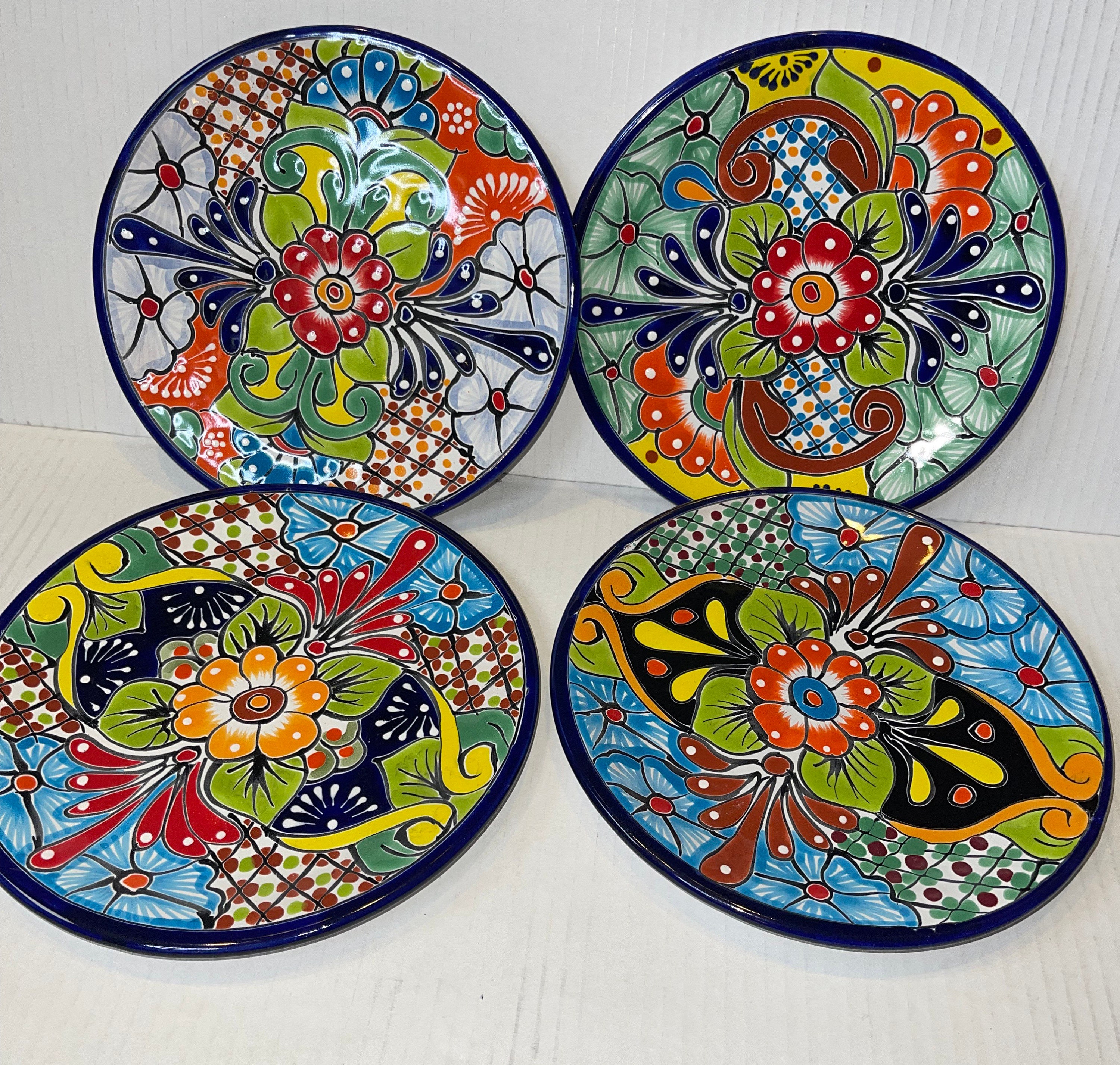 Talavera Ceramic Dessert Plates from Mexico Pair 'Raining Flowers' -  Smithsonian Folklife Festival Marketplace