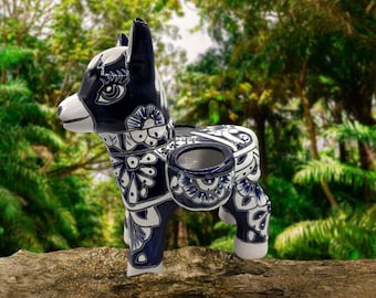 Talavera Esel Übertopf: Kobaltblau & Weiß, handgemachtes Kunst-Dekor