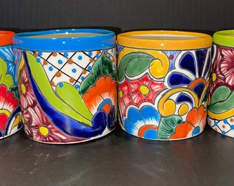 Talavera Cup or Mug XL Ceramic multicolored rim beautiful hand painted large cup of tea or coffee 4.5X4” 16 oz