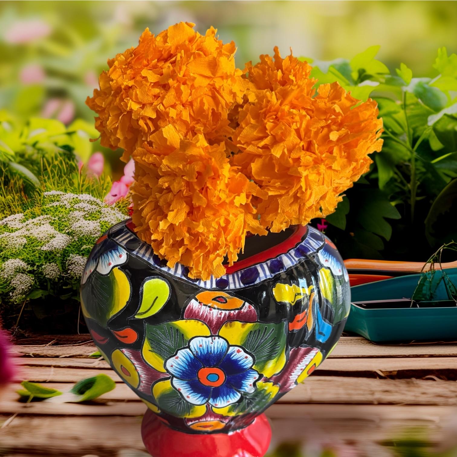 Heart Vase Talavera: Mexican Floral Decor, 8x9 Inches - Etsy