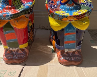 Rare Talavera Panchito Statue, Colorful Mexican Sleeping Man (16"X15"X11")