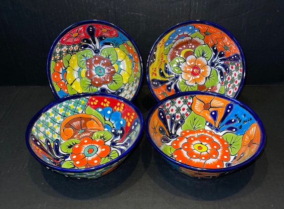 Talavera Bowls Set 4 Deep Bowls Spaghetti Pozole Set Beautiful Mexican Pottery Mexico Beautiful Painted Bowls 18oz Etsy Canada