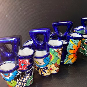 Utensil ceramic Talavera holder  Cobalt Blue variety of colors Multicolored Pottery 4 compartments